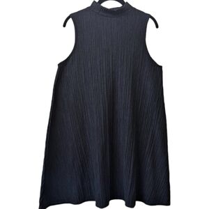 Kersh Black Sleeveless Ribbed Crinkle Tunic Top (M)